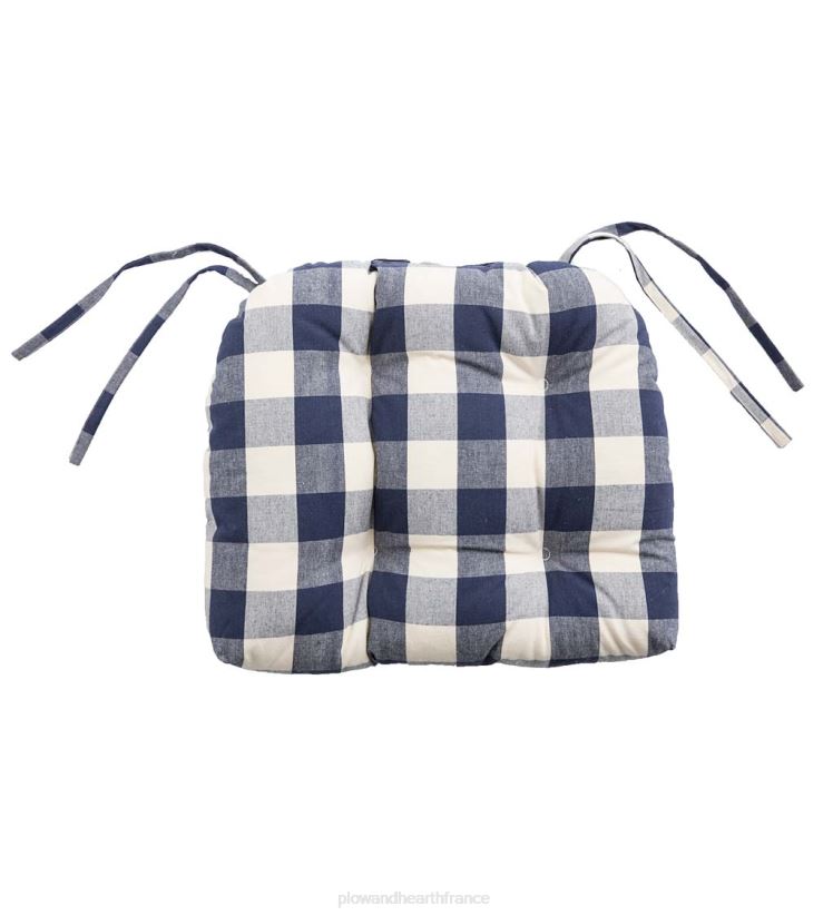 Plow & Hearth articles ménagers Coussin de chaise touffeté réversible à carreaux de buffle avec attaches - bordeaux 0BNZ2097