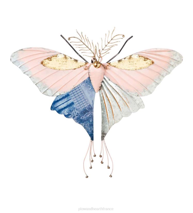 Plow & Hearth articles ménagers art mural de papillon de nuit géant en métal - rose 0BNZ1648