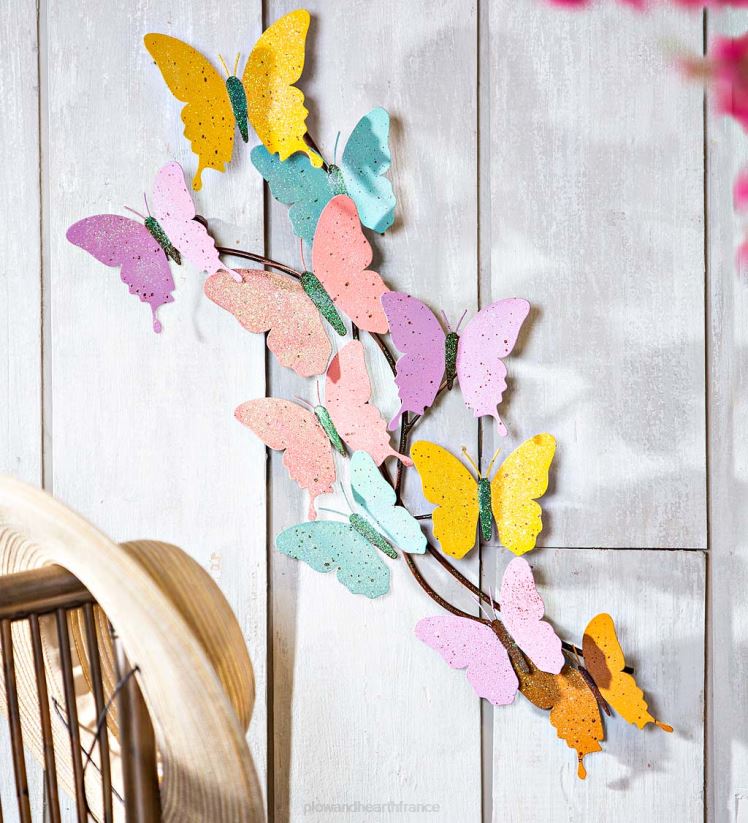 Plow & Hearth articles ménagers art mural papillon pastel intérieur/extérieur 0BNZ1655