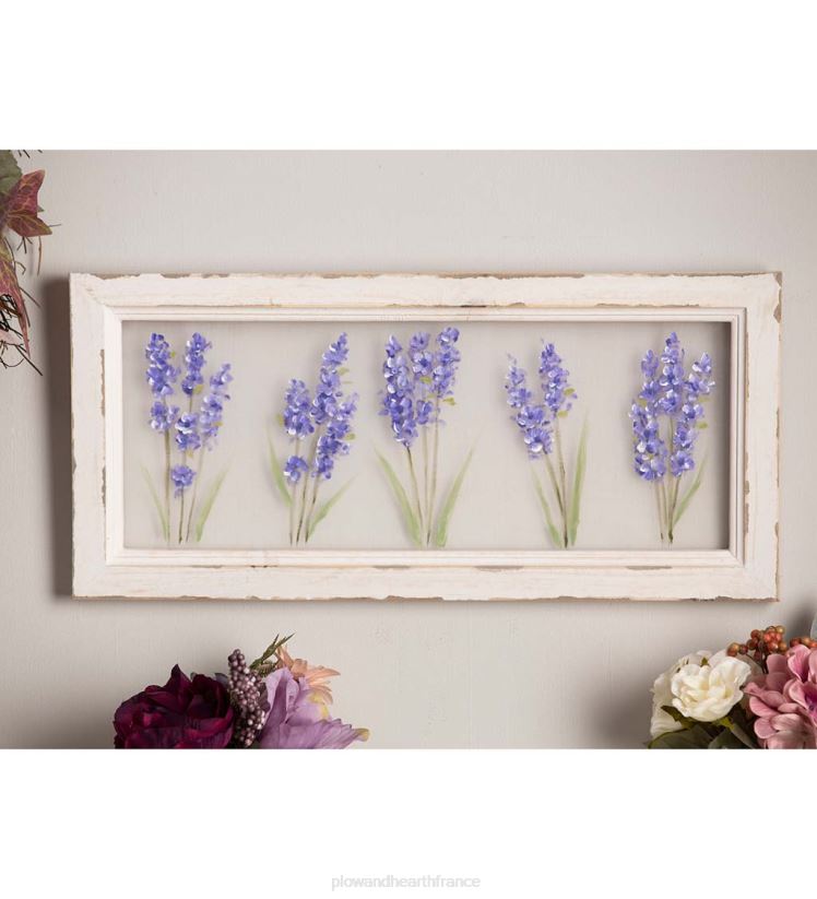 Plow & Hearth articles ménagers décor mural à cadre en bois avec paravent lilas peint à la main 0BNZ2509