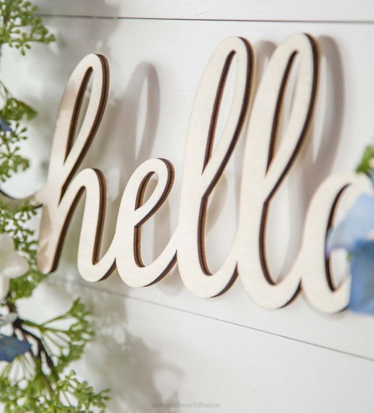 Plow & Hearth articles ménagers décoration murale cerceau floral bleu et blanc 0BNZ2365