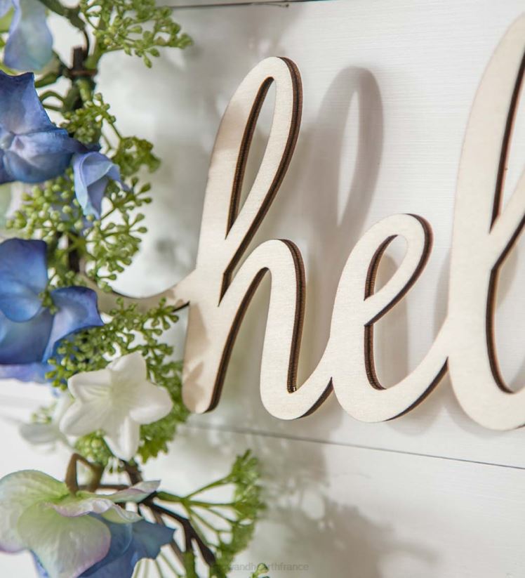 Plow & Hearth articles ménagers décoration murale cerceau floral bleu et blanc 0BNZ2365