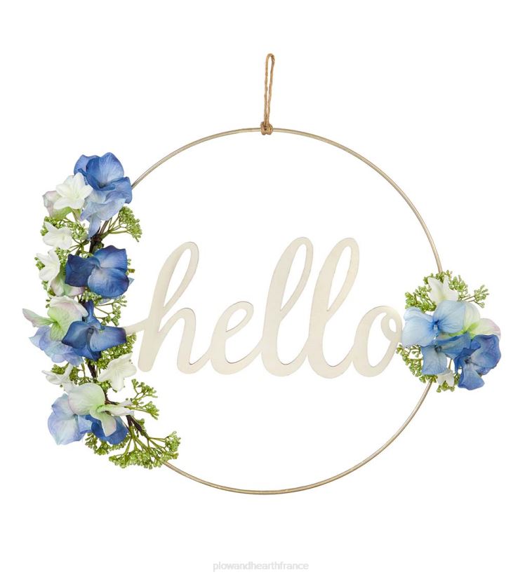 Plow & Hearth articles ménagers décoration murale cerceau floral bleu et blanc 0BNZ2365