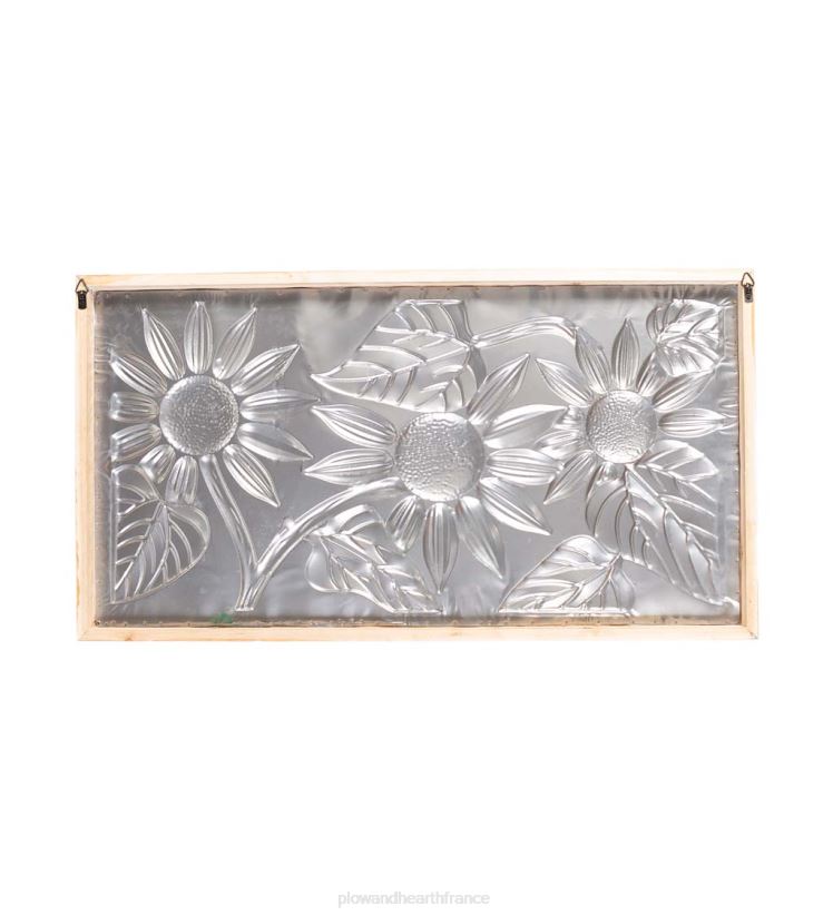 Plow & Hearth articles ménagers décoration murale en métal gaufré tournesol avec cadre en bois 0BNZ2344