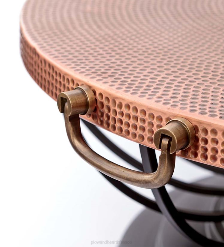 Plow & Hearth articles ménagers foyer en cuivre martelé avec couvercle se transformant en table 0BNZ1592