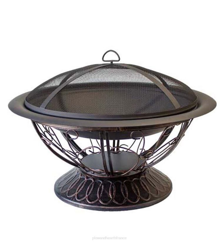 Plow & Hearth articles ménagers foyer extérieur à bois avec motif à volutes 0BNZ1597