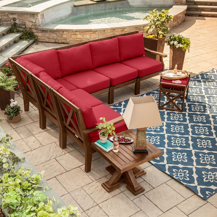 Plow & Hearth articles ménagers Chaise sectionnelle Claremont avec accoudoir droit avec coussins - marine minuit 0BNZ3212