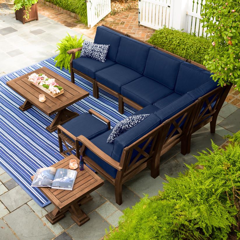 Plow & Hearth articles ménagers Chaise sectionnelle Claremont avec accoudoir droit avec coussins - marine minuit 0BNZ3212