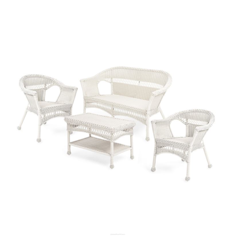 Plow & Hearth articles ménagers Ensemble causeuse, chaises et table basse en osier et résine facile d'entretien 0BNZ1077