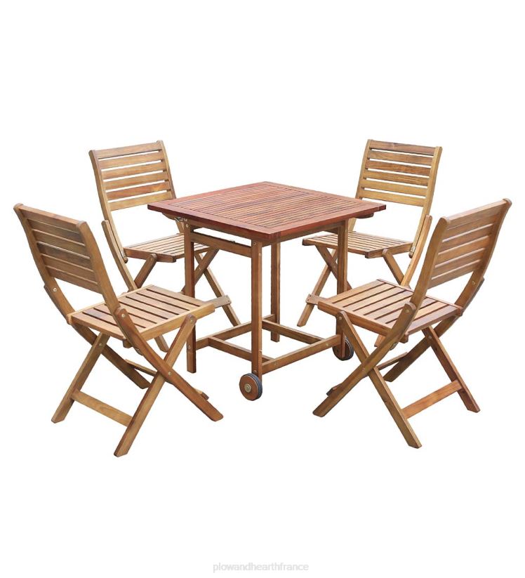 Plow & Hearth articles ménagers Ensemble de salle à manger intelligent portable en bois d'acacia Kingwood - naturel 0BNZ1151