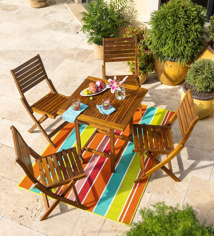 Plow & Hearth articles ménagers Ensemble de salle à manger intelligent portable en bois d'acacia Kingwood - naturel 0BNZ1151