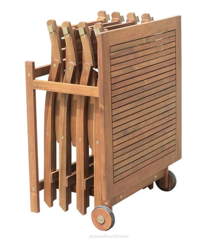 Plow & Hearth articles ménagers Ensemble de salle à manger intelligent portable en bois d'acacia Kingwood - naturel 0BNZ1151