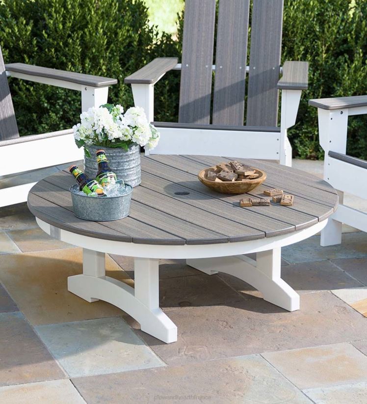 Plow & Hearth articles ménagers May River grande table de conversation d'extérieur - acajou/noir 0BNZ1178