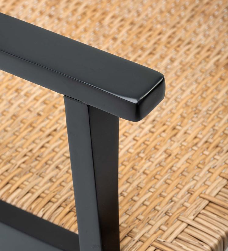 Plow & Hearth articles ménagers Mobilier d'extérieur, chaise et pouf en eucalyptus Claytor, ensemble 2 pièces - noir 0BNZ1094