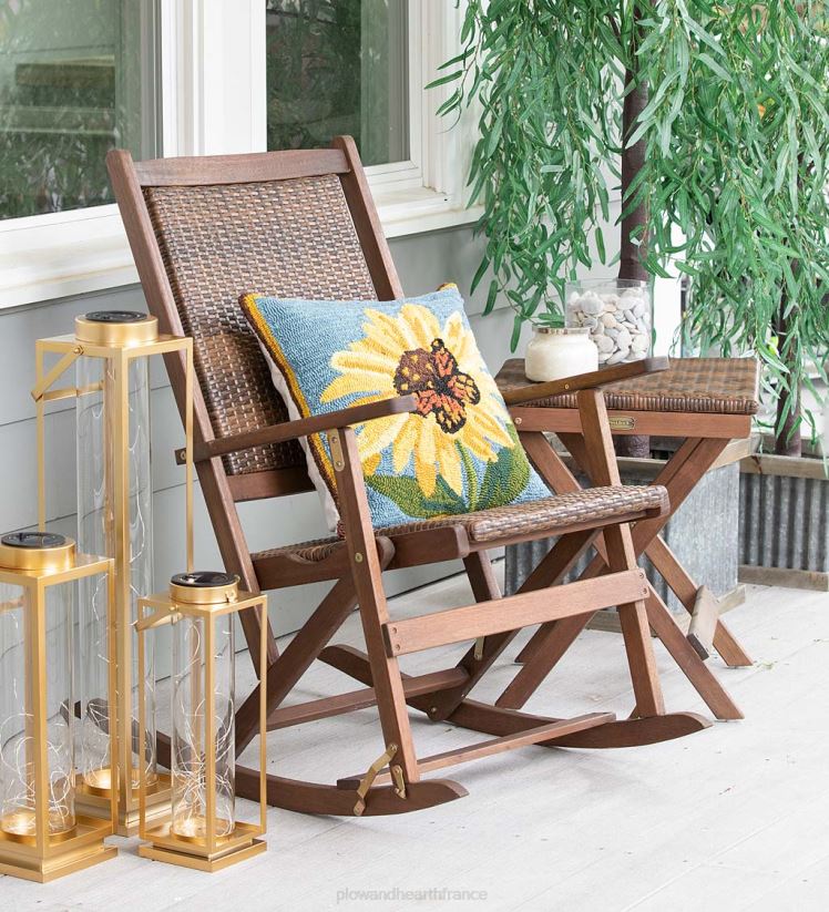 Plow & Hearth articles ménagers Mobilier d'extérieur pliant en eucalyptus Claytor 0BNZ1081