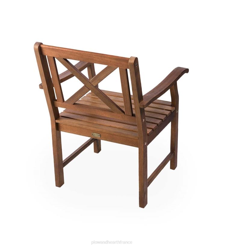 Plow & Hearth articles ménagers Mobilier de salle à manger d'extérieur Claremont, table et chaises en eucalyptus 0BNZ1085