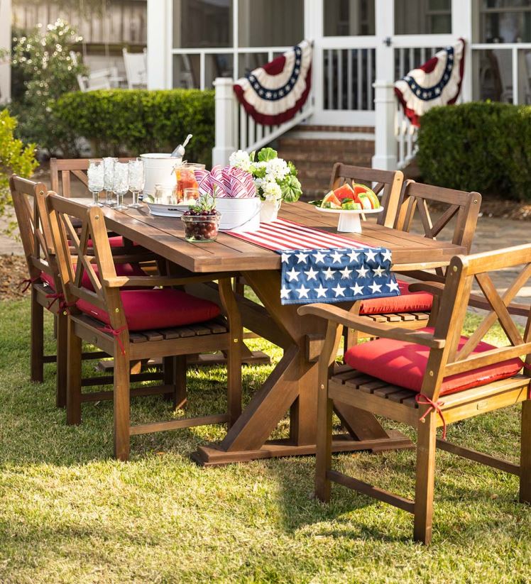 Plow & Hearth articles ménagers Mobilier de salle à manger d'extérieur Claremont, table et chaises en eucalyptus 0BNZ1085