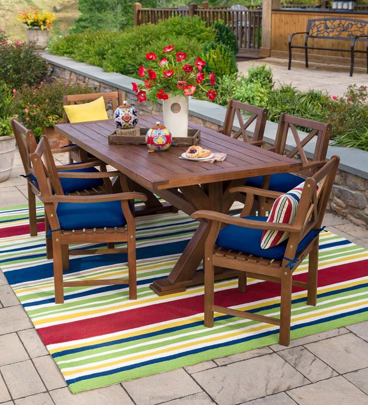 Plow & Hearth articles ménagers Mobilier de salle à manger d'extérieur Claremont, table et chaises en eucalyptus 0BNZ1085