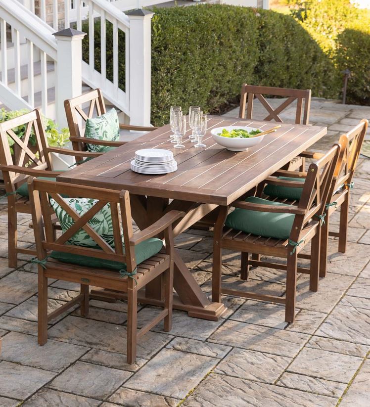 Plow & Hearth articles ménagers Mobilier de salle à manger d'extérieur Claremont, table et chaises en eucalyptus 0BNZ1085