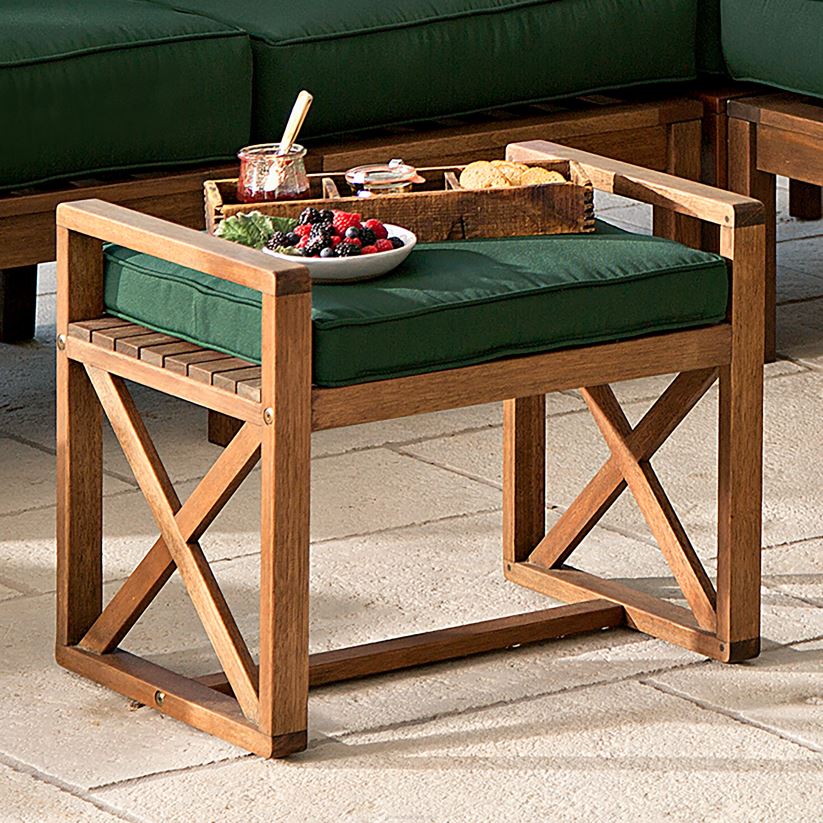 Plow & Hearth articles ménagers Ottoman sectionnel en eucalyptus Claremont avec coussin - marine minuit 0BNZ3193