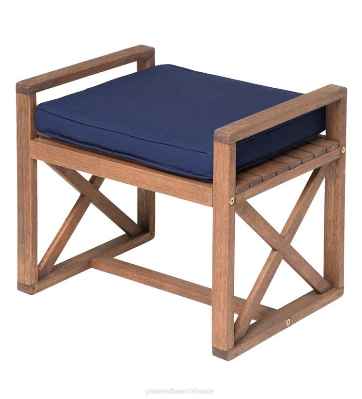 Plow & Hearth articles ménagers Ottoman sectionnel en eucalyptus Claremont avec coussin - marine minuit 0BNZ3193