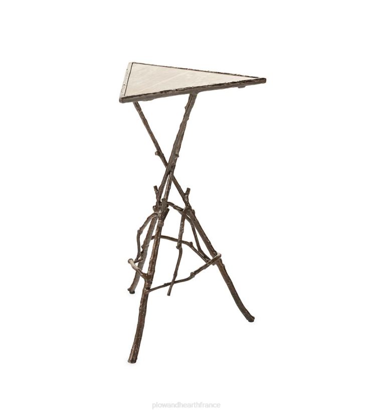 Plow & Hearth articles ménagers Table de cocktail trépied de lac de cratère intérieure/extérieure avec plateau en marbre 0BNZ1143