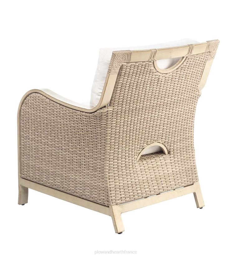 Plow & Hearth articles ménagers Urbanna Driftwood Premium Wicker Ensemble quatre pièces avec coussins – Bleu marine minuit 0BNZ1158