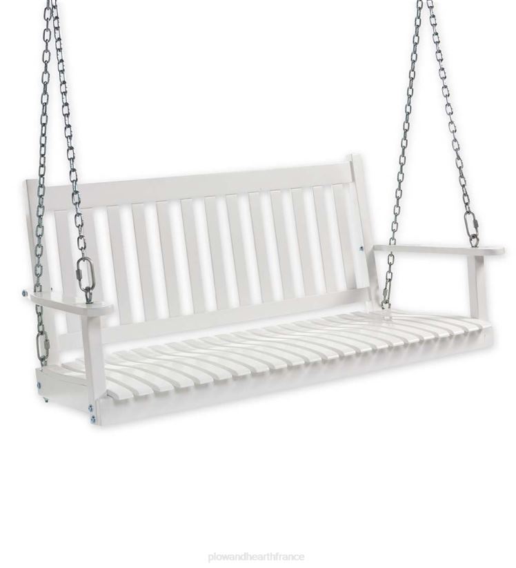 Plow & Hearth articles ménagers balançoire à lattes en bois - peinture noire 0BNZ1119