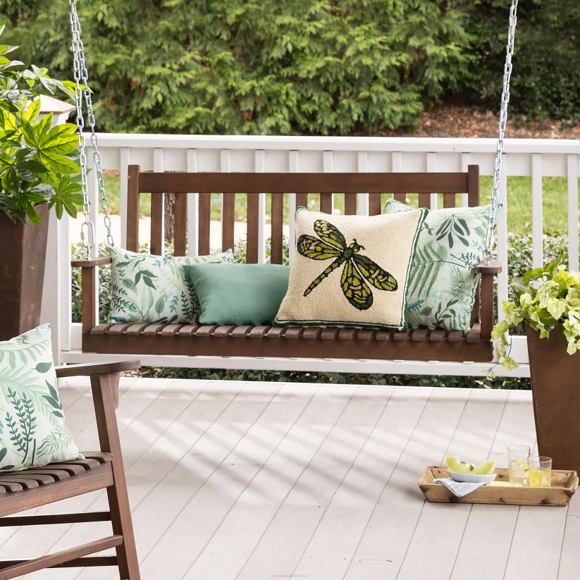 Plow & Hearth articles ménagers balançoire à lattes en bois - peinture noire 0BNZ1119