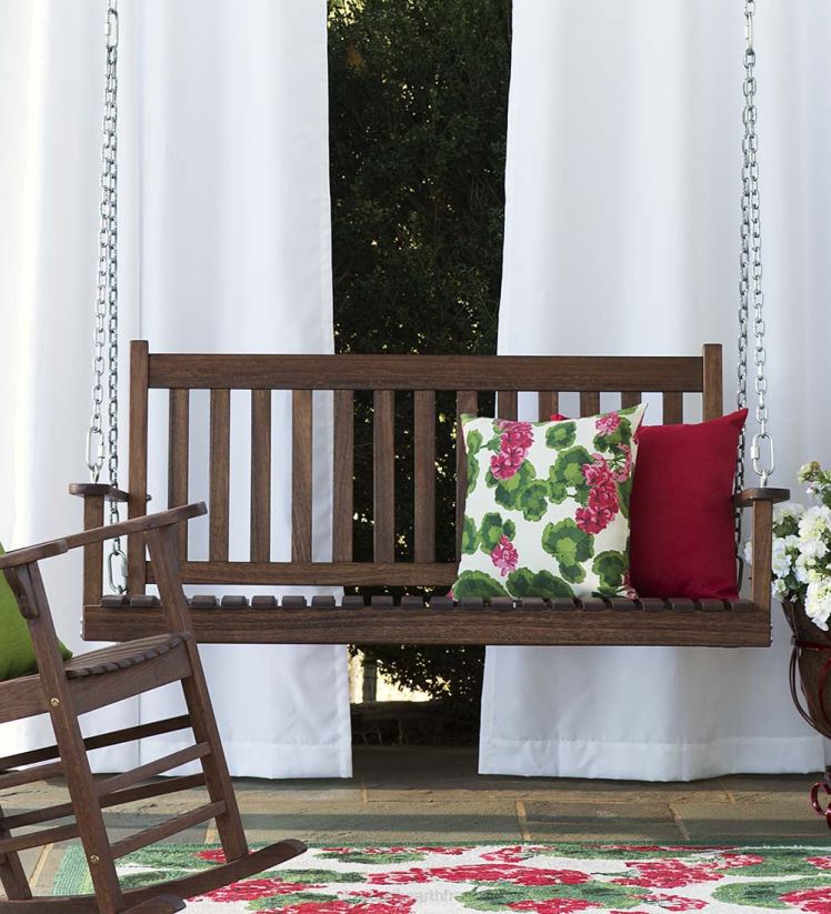 Plow & Hearth articles ménagers balançoire à lattes en bois - peinture noire 0BNZ1119