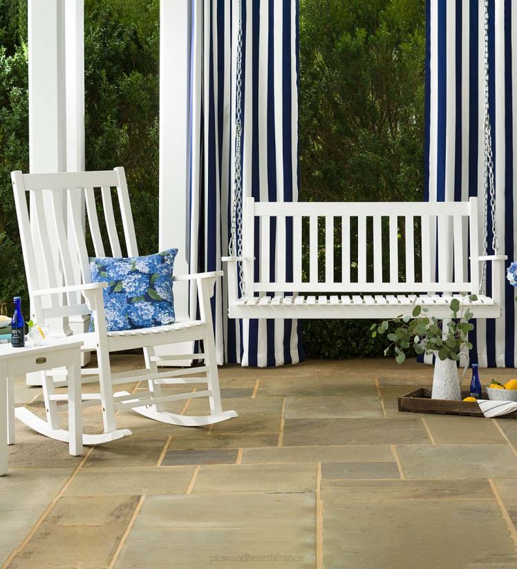 Plow & Hearth articles ménagers balançoire à lattes en bois - peinture noire 0BNZ1119