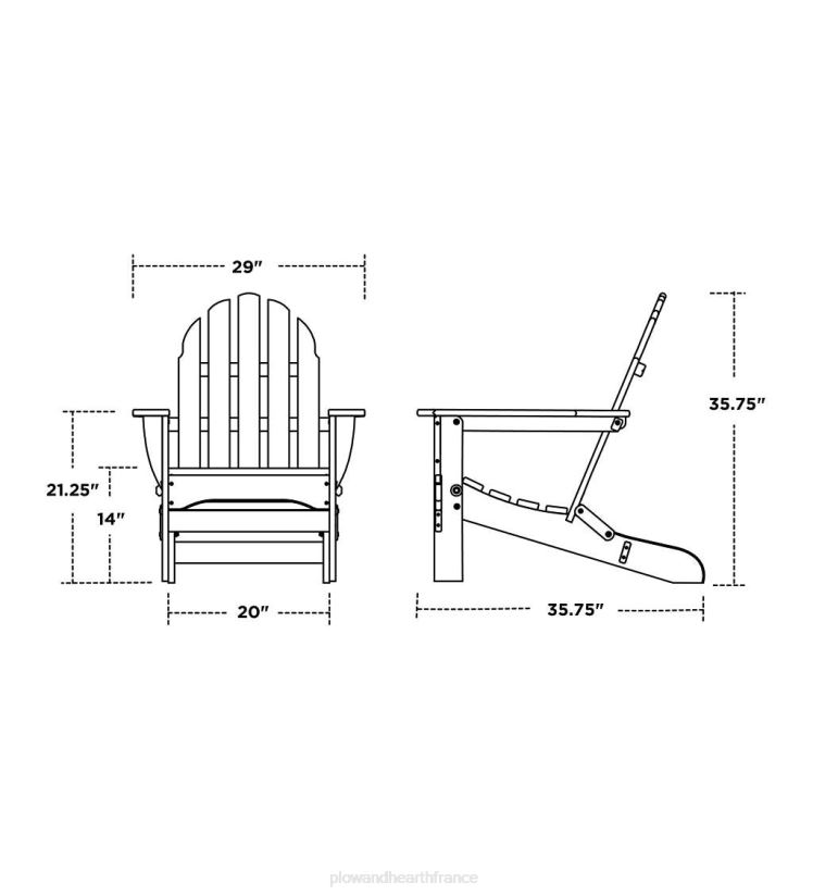 Plow & Hearth articles ménagers chaise adirondack en polywood nécessitant peu d'entretien - teck 0BNZ1181