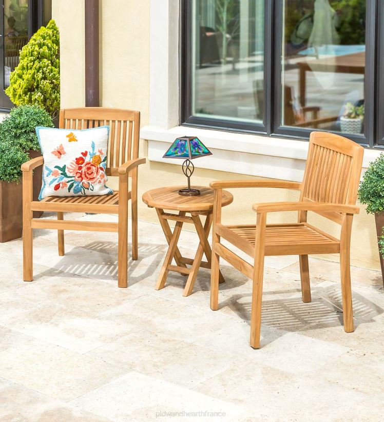 Plow & Hearth articles ménagers chaises en bois de teck, set de 2 0BNZ1121
