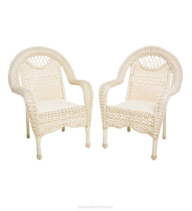 Plow & Hearth articles ménagers chaises en osier Prospect Hill, lot de 2 - blanc nuage 0BNZ1118