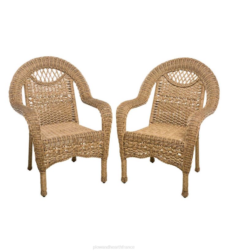 Plow & Hearth articles ménagers chaises en osier Prospect Hill, lot de 2 - blanc nuage 0BNZ1118