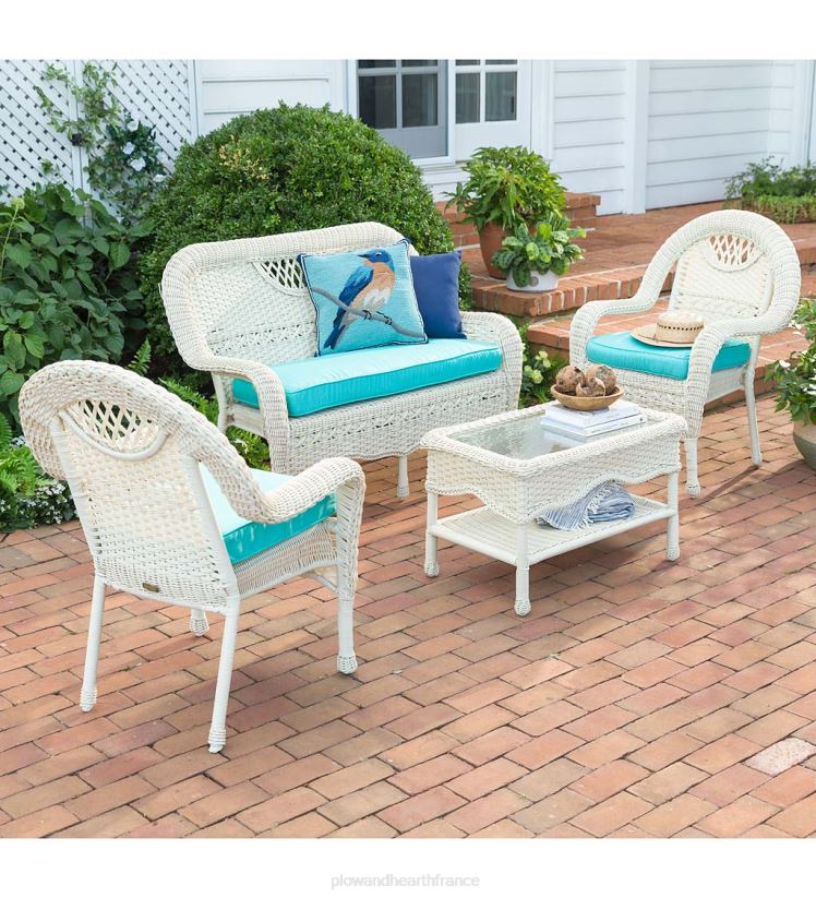 Plow & Hearth articles ménagers chaises en osier Prospect Hill, lot de 2 - blanc nuage 0BNZ1118