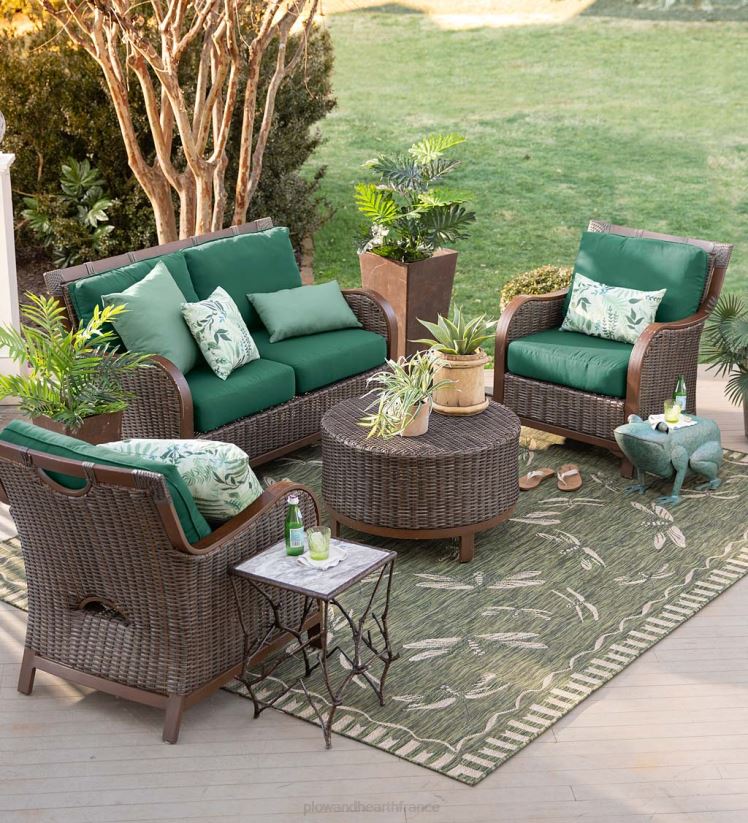 Plow & Hearth articles ménagers collection en osier premium urbanna avec coussins de luxe 0BNZ1089