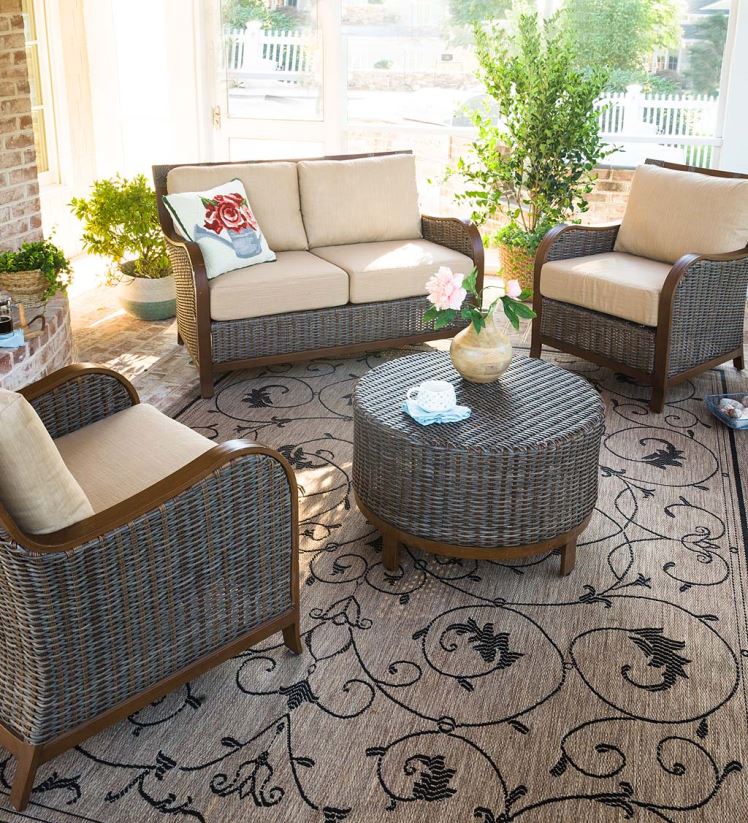 Plow & Hearth articles ménagers collection en osier premium urbanna avec coussins de luxe 0BNZ1089