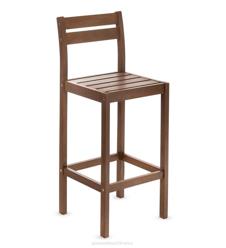 Plow & Hearth articles ménagers ensemble de bar extérieur en eucalyptus Lancaster avec table et 2 tabourets de bar, ensemble 3 pièces - naturel 0BNZ1141