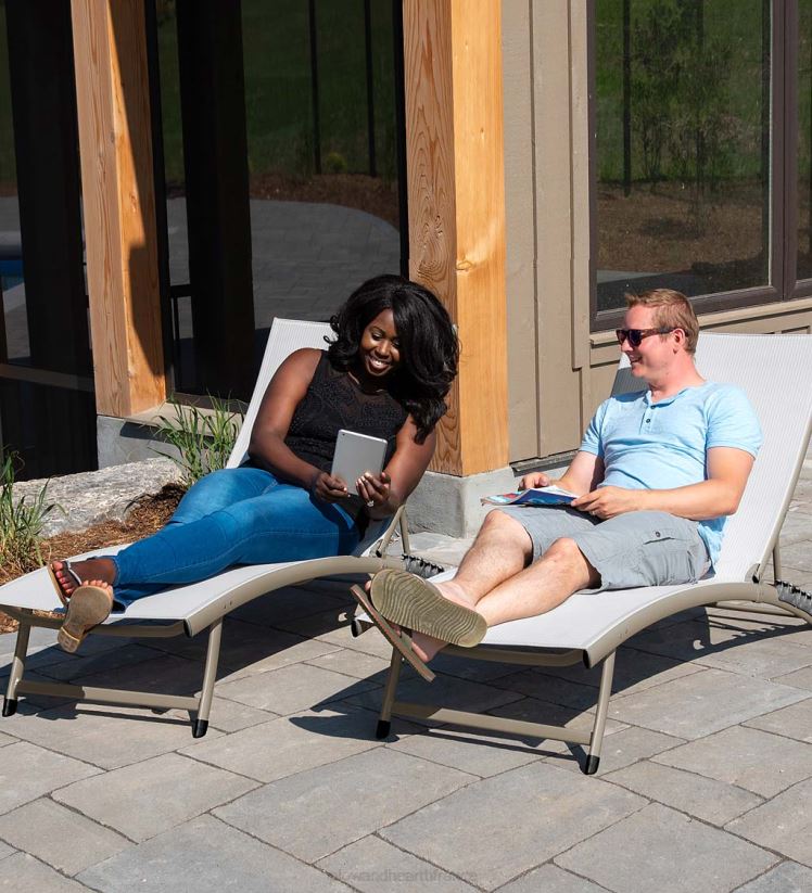 Plow & Hearth articles ménagers ensemble de chaises longues en aluminium clearwater - bleu hawaii 0BNZ1154