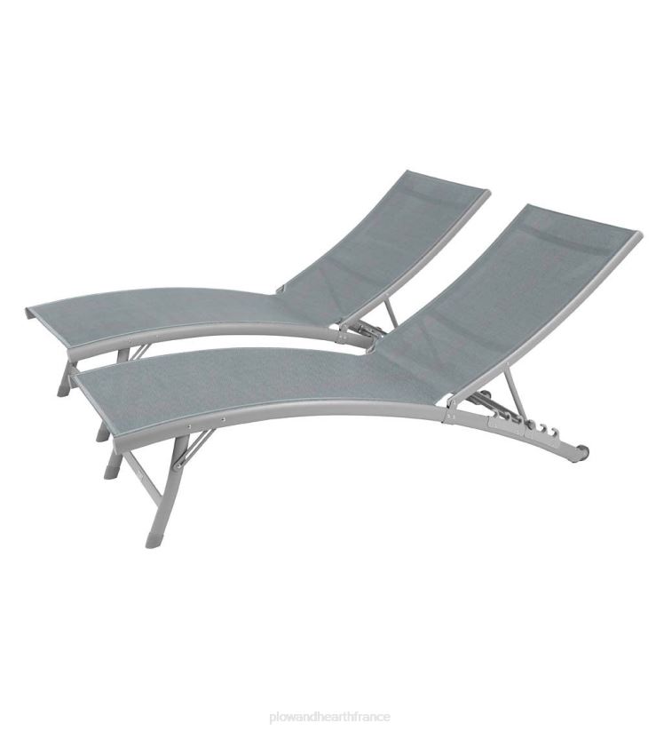 Plow & Hearth articles ménagers ensemble de chaises longues en aluminium clearwater - bleu hawaii 0BNZ1154