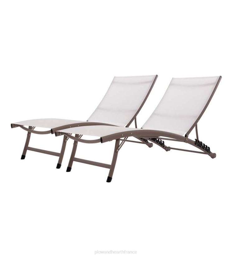 Plow & Hearth articles ménagers ensemble de chaises longues en aluminium clearwater - bleu hawaii 0BNZ1154