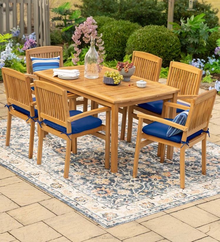 Plow & Hearth articles ménagers ensemble de salle à manger en teck, ensemble 7 pièces 0BNZ1103