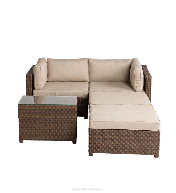 Plow & Hearth articles ménagers ensemble de sièges transat d'extérieur convertible en osier avec coussins 0BNZ1082