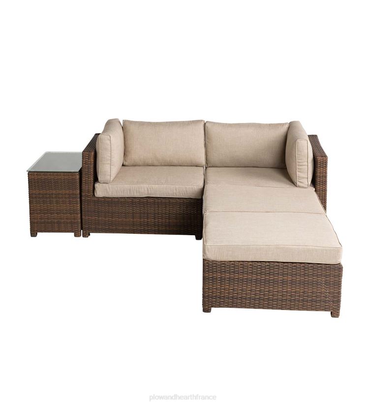 Plow & Hearth articles ménagers ensemble de sièges transat d'extérieur convertible en osier avec coussins 0BNZ1082