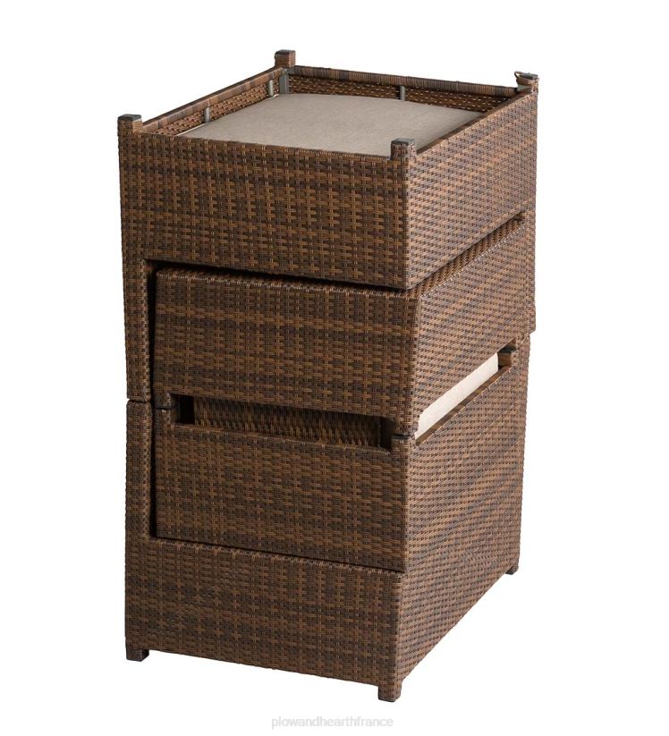 Plow & Hearth articles ménagers ensemble de sièges transat d'extérieur convertible en osier avec coussins 0BNZ1082