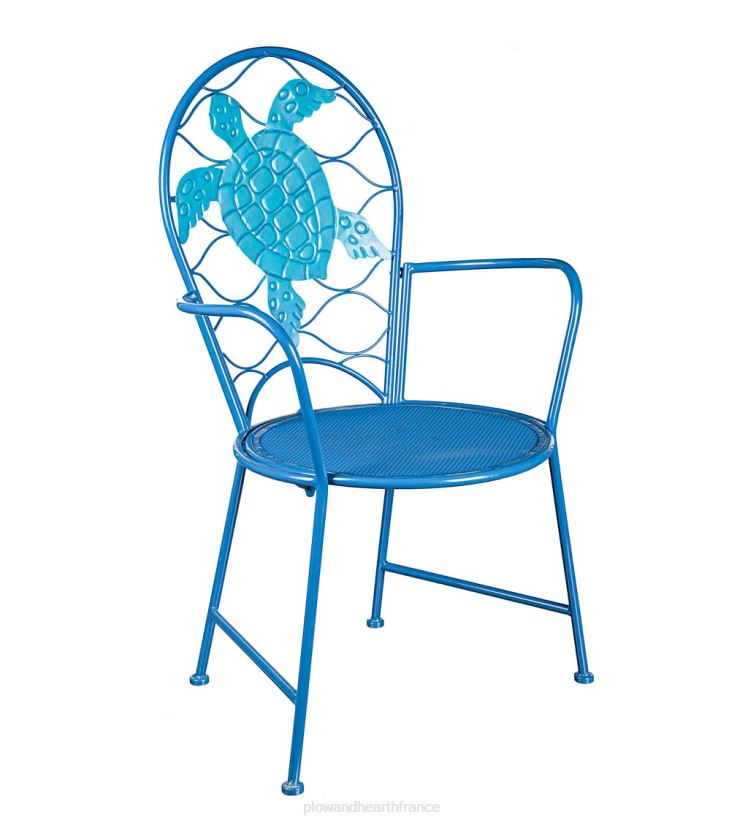 Plow & Hearth articles ménagers ensemble table et chaise d'extérieur tortue de mer en métal 0BNZ1173