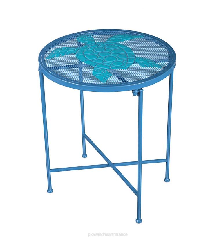 Plow & Hearth articles ménagers ensemble table et chaise d'extérieur tortue de mer en métal 0BNZ1173
