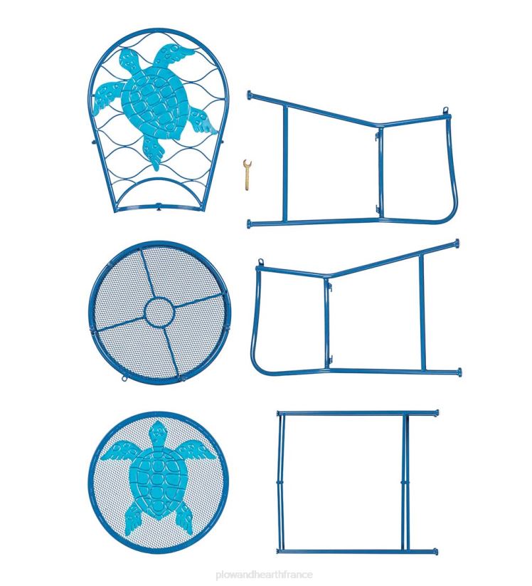 Plow & Hearth articles ménagers ensemble table et chaise d'extérieur tortue de mer en métal 0BNZ1173