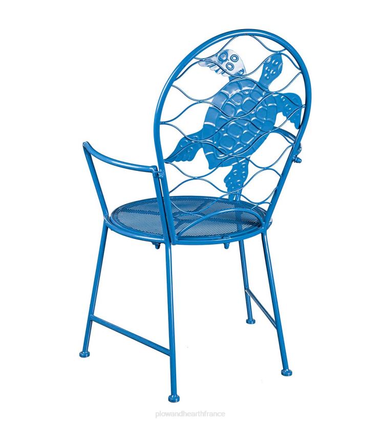 Plow & Hearth articles ménagers ensemble table et chaise d'extérieur tortue de mer en métal 0BNZ1173